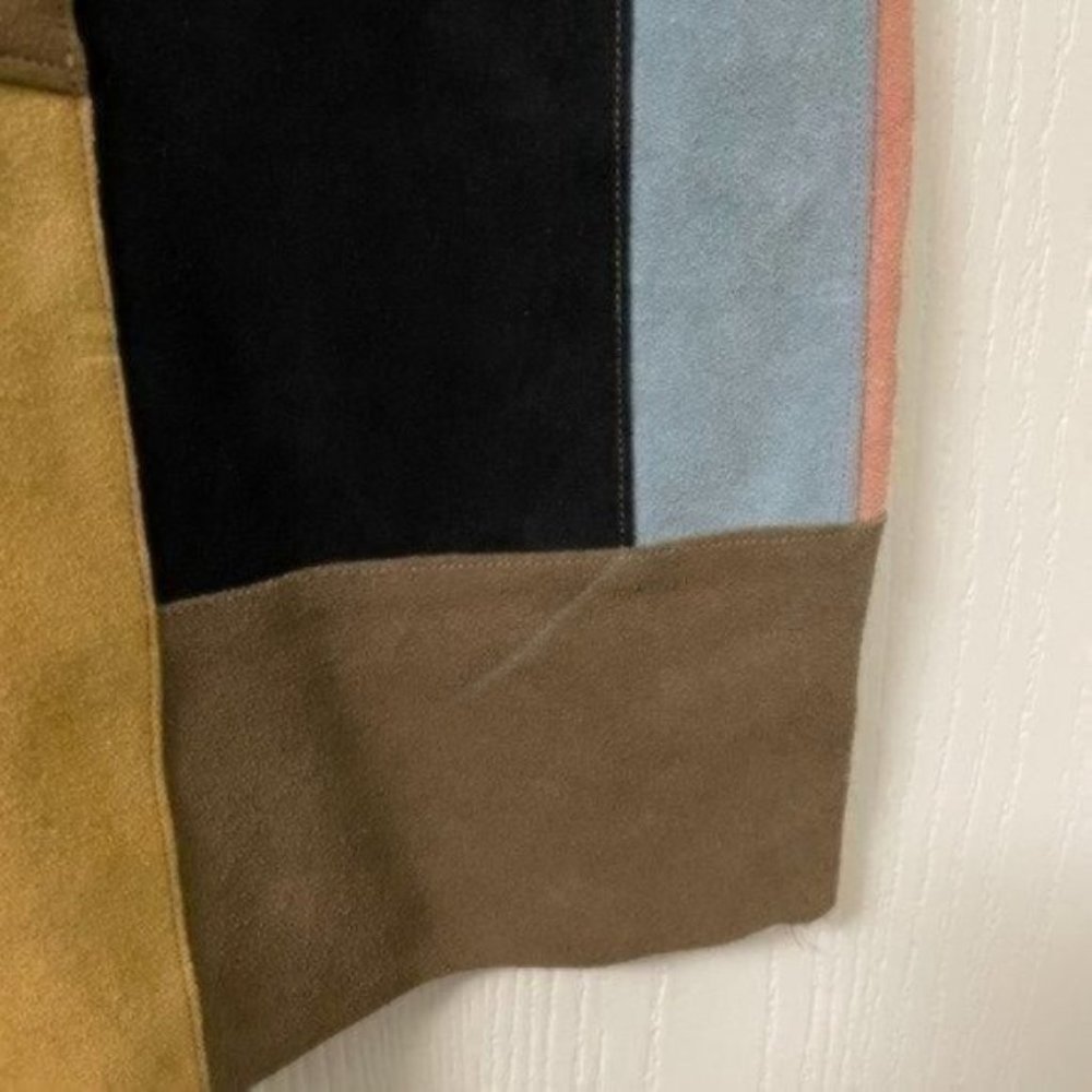 PRICE FIRM Vintage 70s Suede Patchwork Adjustable Miniskirt Mini | Size XXS-S - Picture 4 of 13